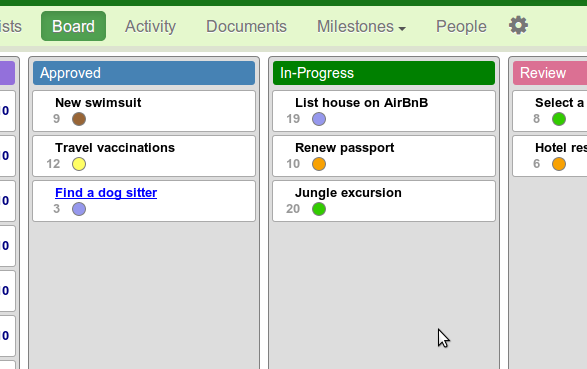 Kanban board screenshot