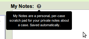My Cases tooltip